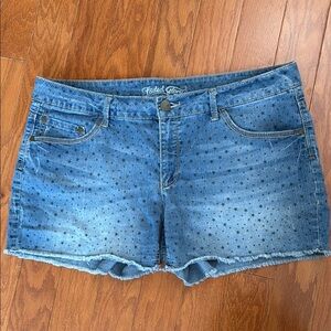 Faded‎ Glory Blue Jean Shorts Raw Hem with Stars 16